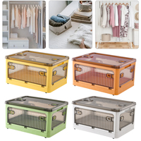 Transparent Clothes Organizer with Wheels Collapsible Storage Bins Stackable Large Capacity for Camping Clothes Toys Snacks