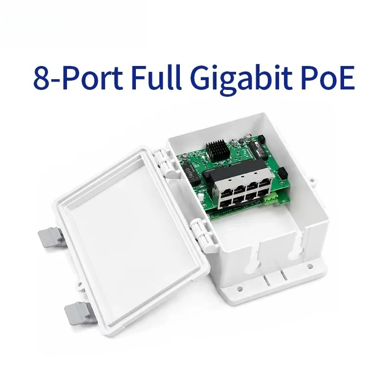 8 Port Gigabit PoE Switch Outdoor Waterproof 48V Standard 120W Max Output for IP Camera Security Project OEM ODM
