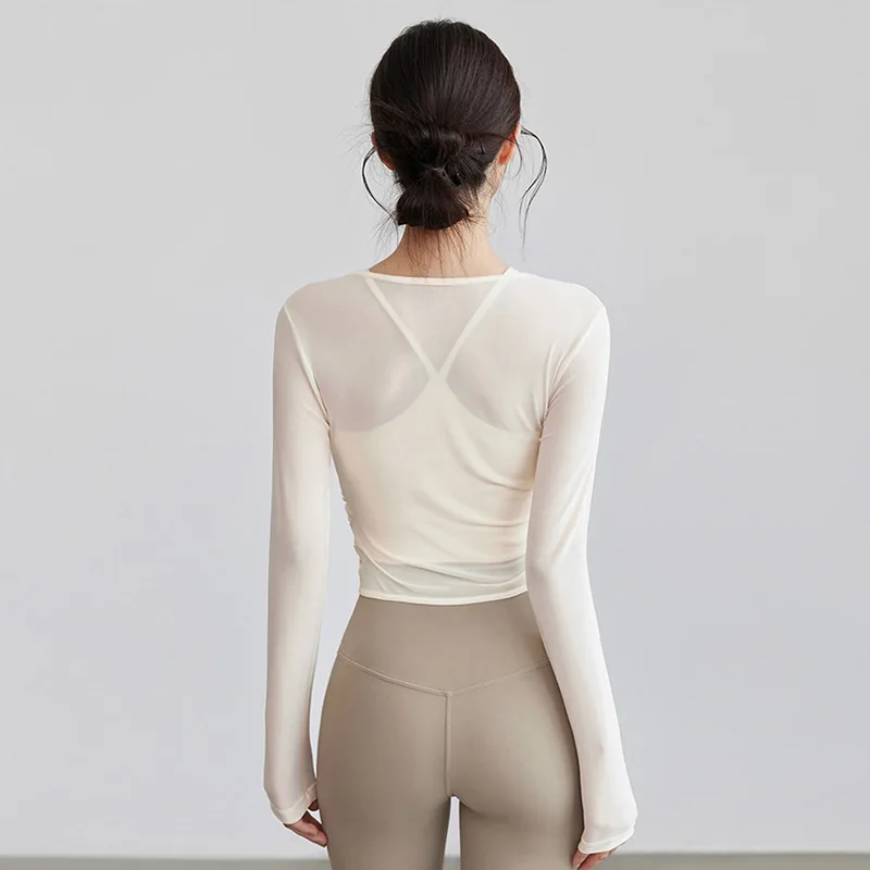 2026 Women's Pilates Training Yoga Clothes Women's Speed Drying Running Gym Fitness Tight Two Piece Set Top Long Sleeve