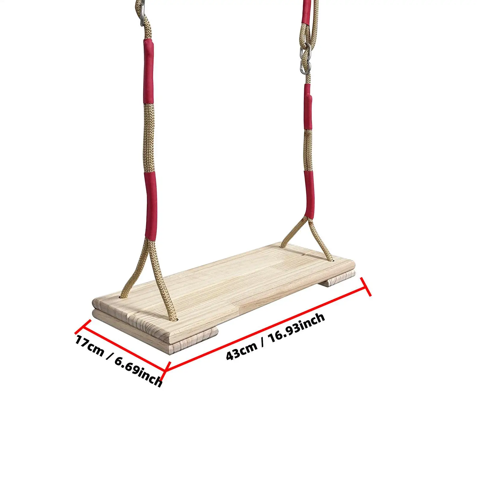 أرجوحة خشبية خارجية للأطفال مقعد أرجوحة مع حبل قابل لضبط الارتفاع للبالغين، معدات ترفيهية ذات سعة تحميل قوية للأطفال