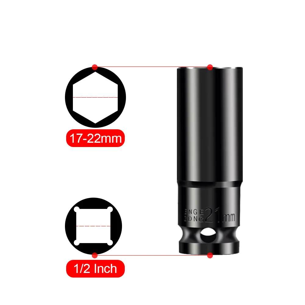 4Pcs 17-22mm Electric Wrench Hex Wrench  Socket 1/2 inch Quick-Release Drive Converter for Electric Drill Wrench Screwdrivers