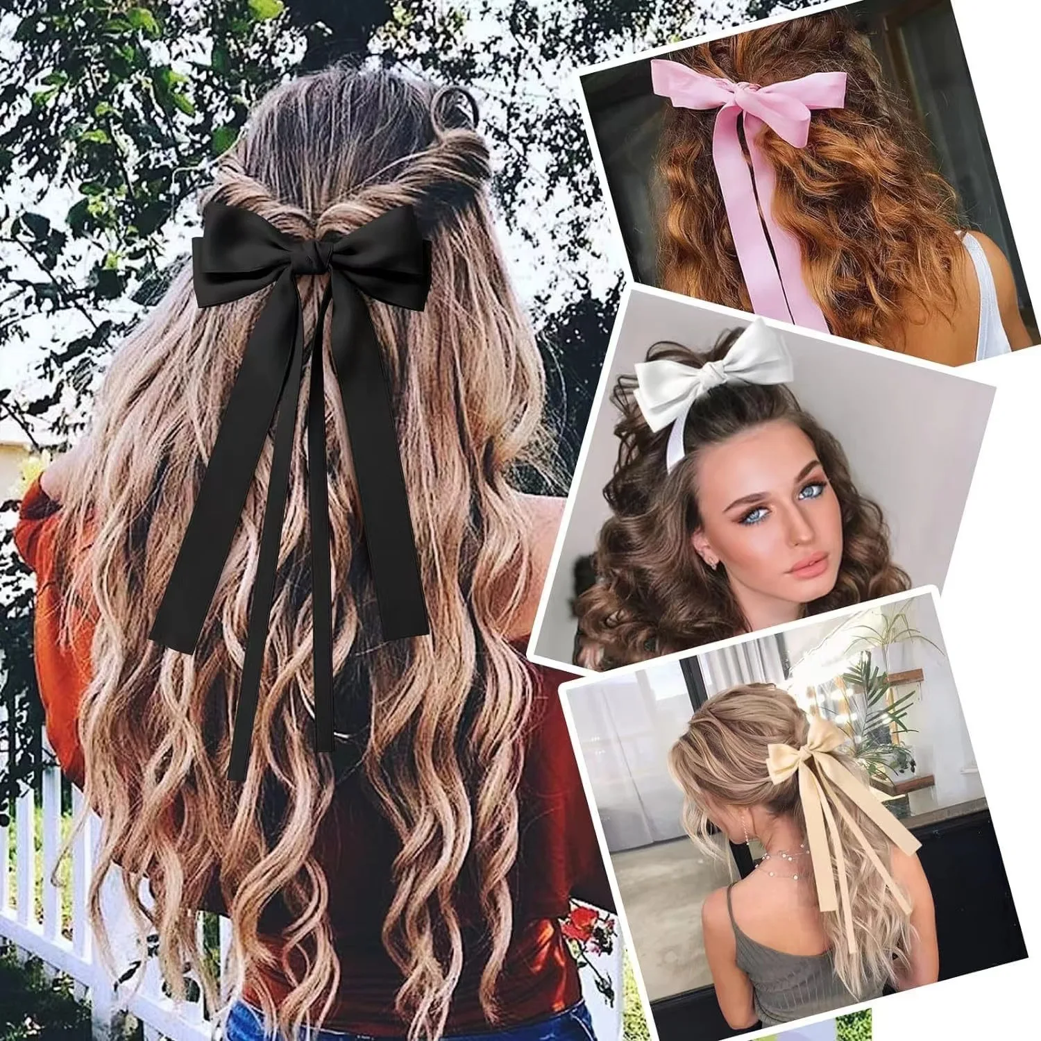 Fashion Fabric Ribbon Hair Bow Hairpin for Women Girls Hair clips Solid Color Double Bow Top Clip Female Hair Accessories