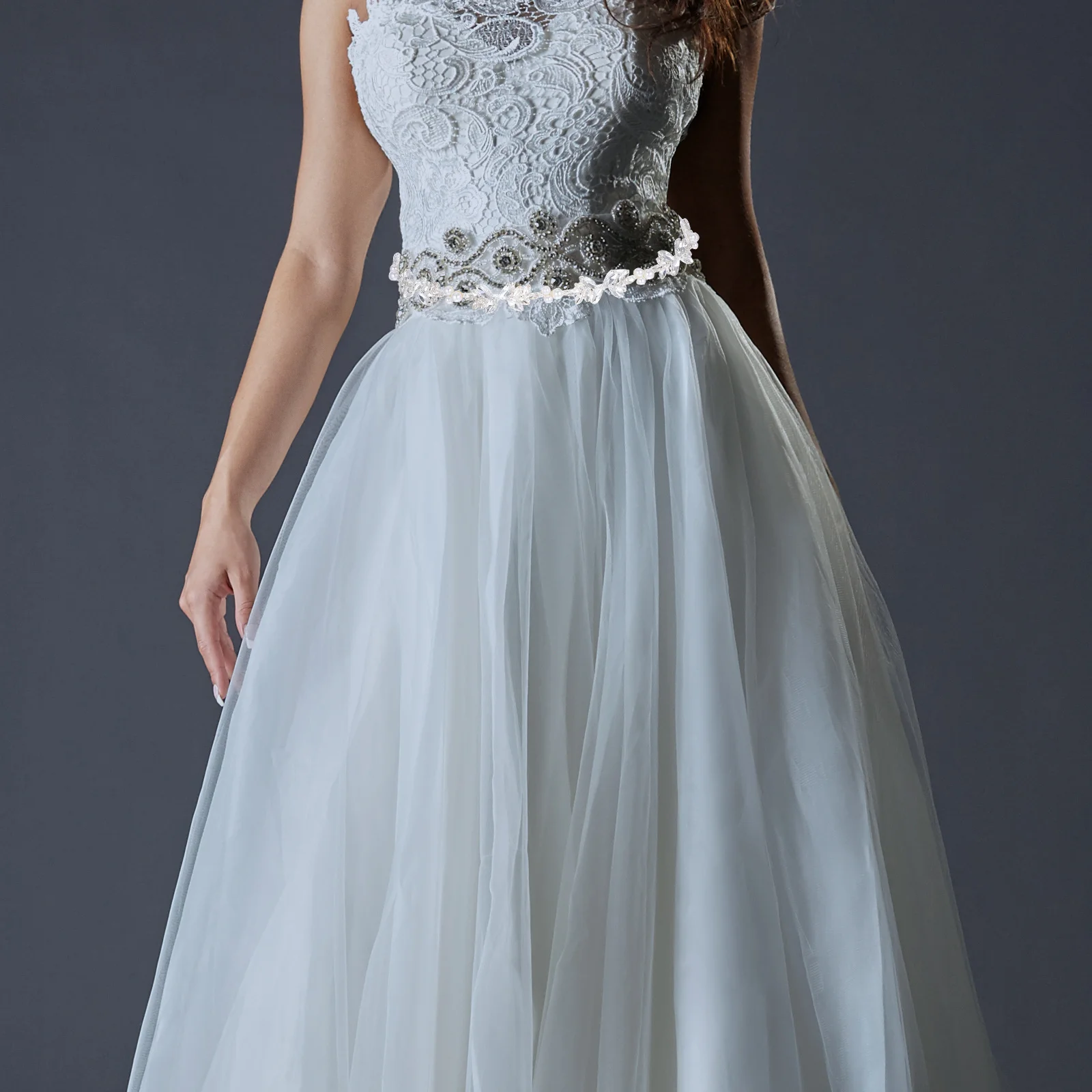 Pasek ślubny z dżetami, regulowany, elegancki pas do sukni dla kobiet