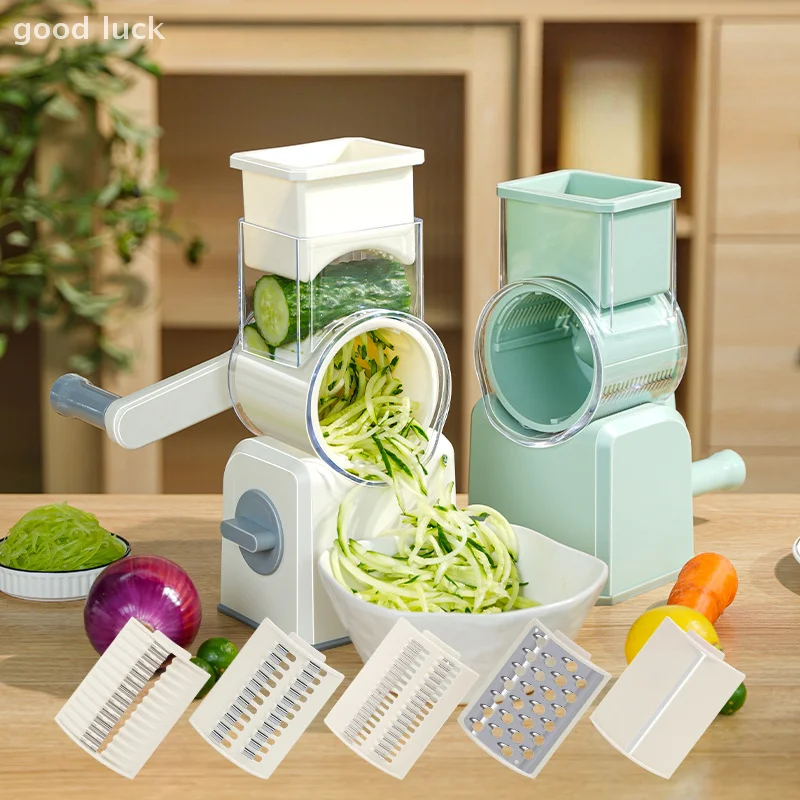 Vegetable Cutter & Slicer Manual Kitchen Cheese Chopper Machine With 5 Blades Drums Multifunctional Garlic Potato Shredder