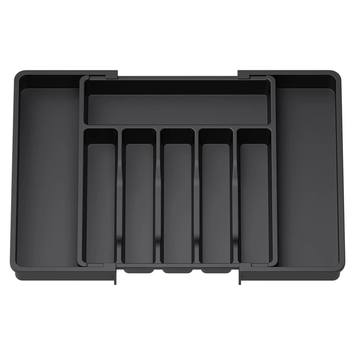 Cutlery Drawer Organiser, Expandable Utensil Tray for Kitchen, Adjustable Silverware and Flatware Holder Black