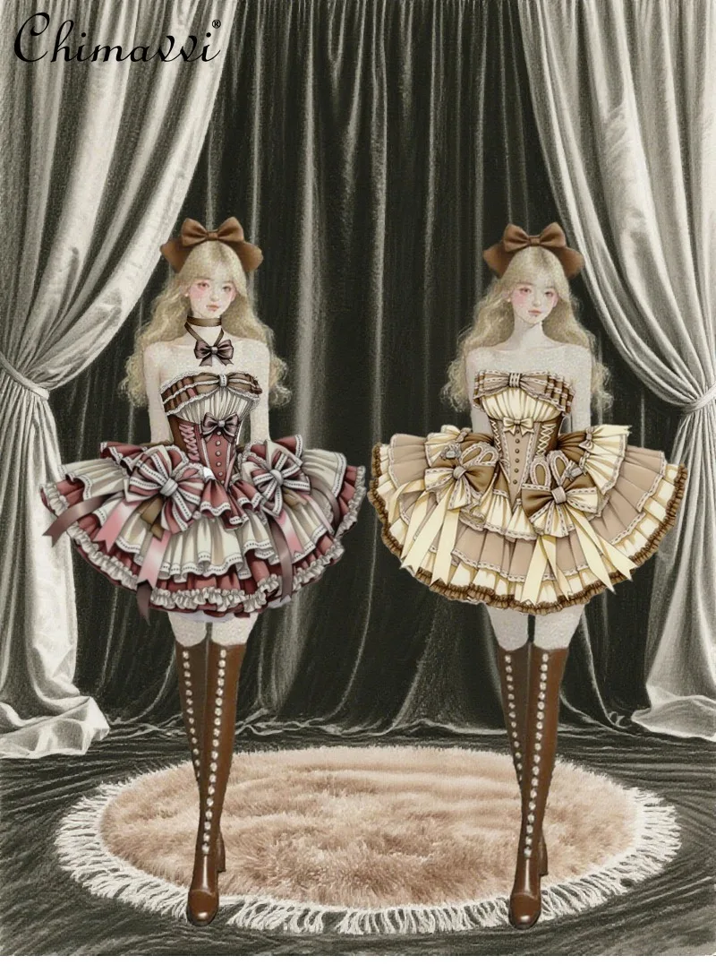 

Princess Sweet Gift Box Bowknot Strapless Lolita Dress 2025 New Birthday Party Cute Girl Women's Elegant Lolita Puffy Dress