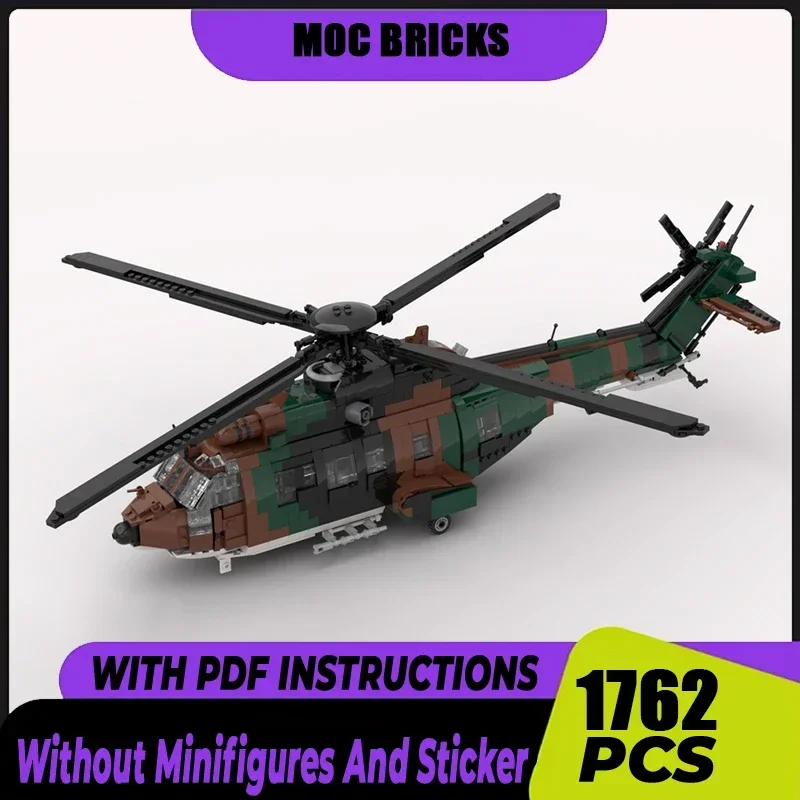 

Aircraft Model Moc Building Blocks European Helicopter AS532 Model Technology Bricks DIY Assembly Holiday Toys Set Gifts