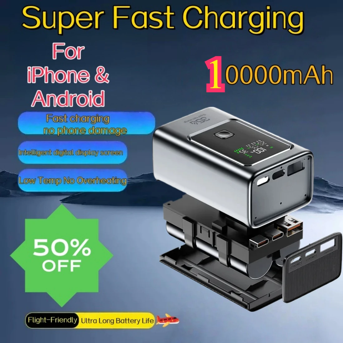 

35W Bidirectional Super Fast Charging Power Bank 10000mAh Large Capacity Portable External Battery Charger For Laptop Smartphone