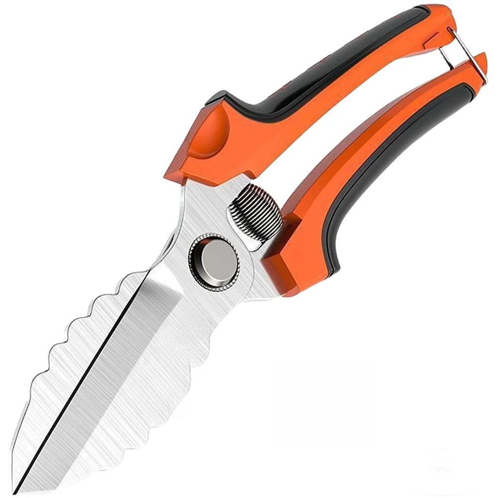 Carbon Steel Onion Stem Shears with Comfort Focused Handle Design High Tension Spring and Protective Lock Function