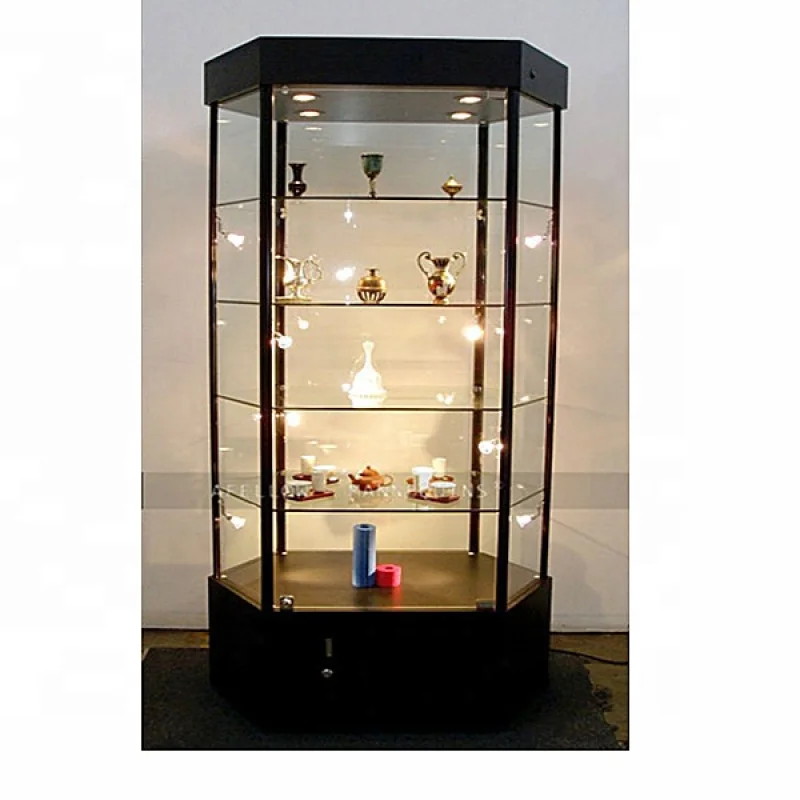 

Customized. retail shop showcase lighted store fixture led glass display Jewelry Showcase