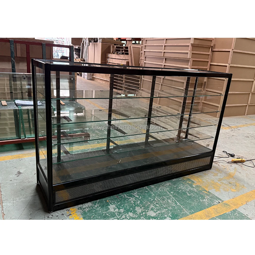 ตู้โชว์กระจกสำหรับร้านขายบุหรี่ไฟฟ้าแบบสั่งทำพิเศษ OEM ขนาด 6 ฟุต พร้อมไฟ LED ในตัว รองรับการตั้งค่าผ่านแอป