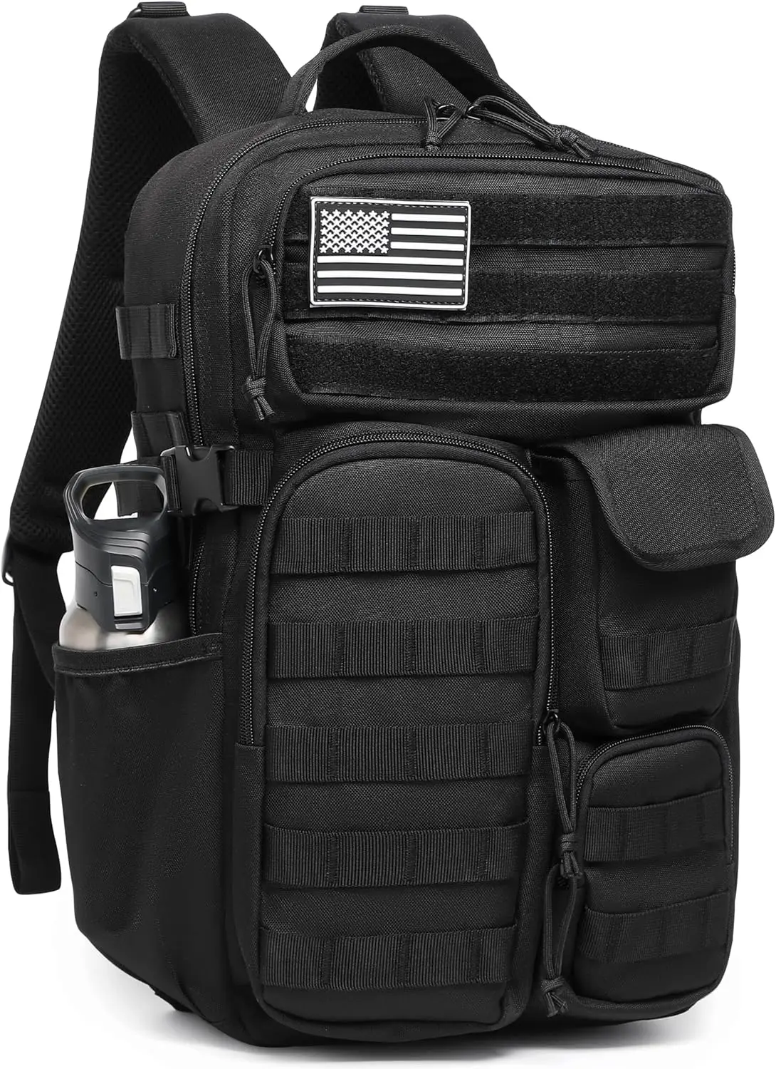 

Tactical Backpack - Military waterproof backpack with multiple pockets and tactical gear for the outdoors (Black, 25L)