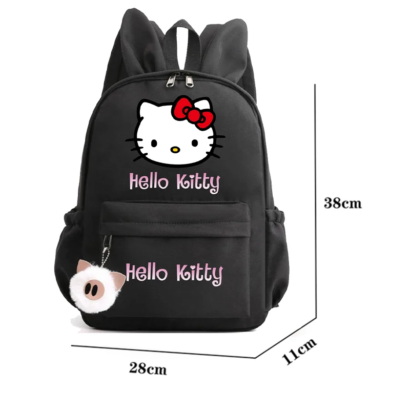 Sanrio-mochila escolar de Hello Kitty para estudiantes, ligero con morral Orejas de conejo, impermeable, regalo para niñas y niños