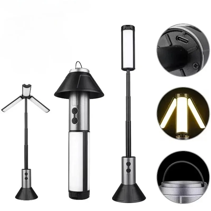 

Multi-functional Camping Light 2 in 1 USB Rechargeable Camping Lantern\Flashlight with Hook Outdoor Emergency Camping Lamp