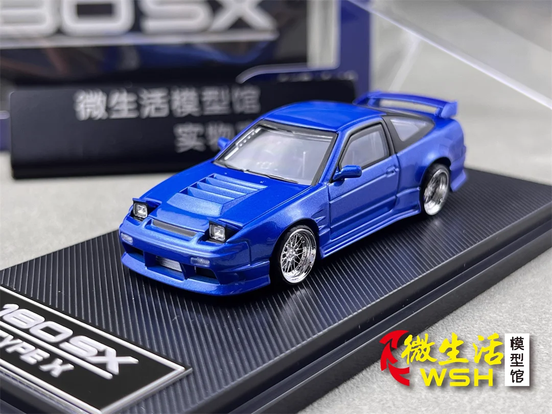 

Литая под давлением модель автомобиля Micro Turbo 1:64 180SX TYPE X синего цвета металлик