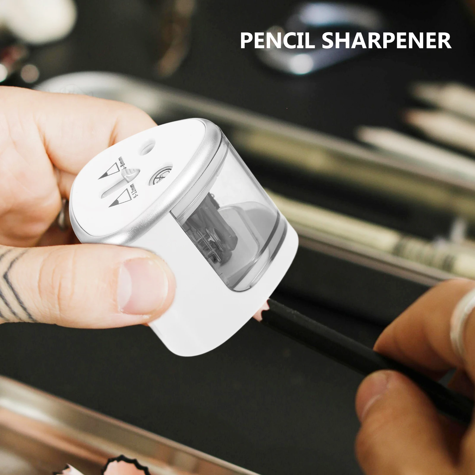 

Electric Pencil Sharpener Dual Holes Heavy Duty Automatic Safety Colored Operated Art Student Office Use