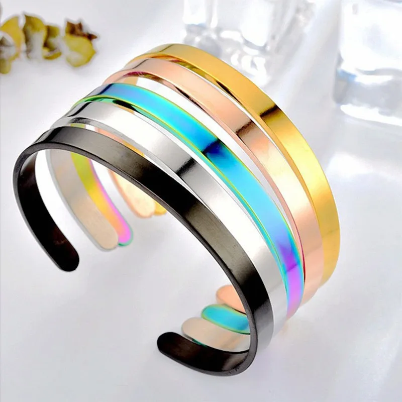 Fashionable Charm Opening Adjustable C-shaped Stainless Steel Smooth Women\'s Bracelet Bracelet