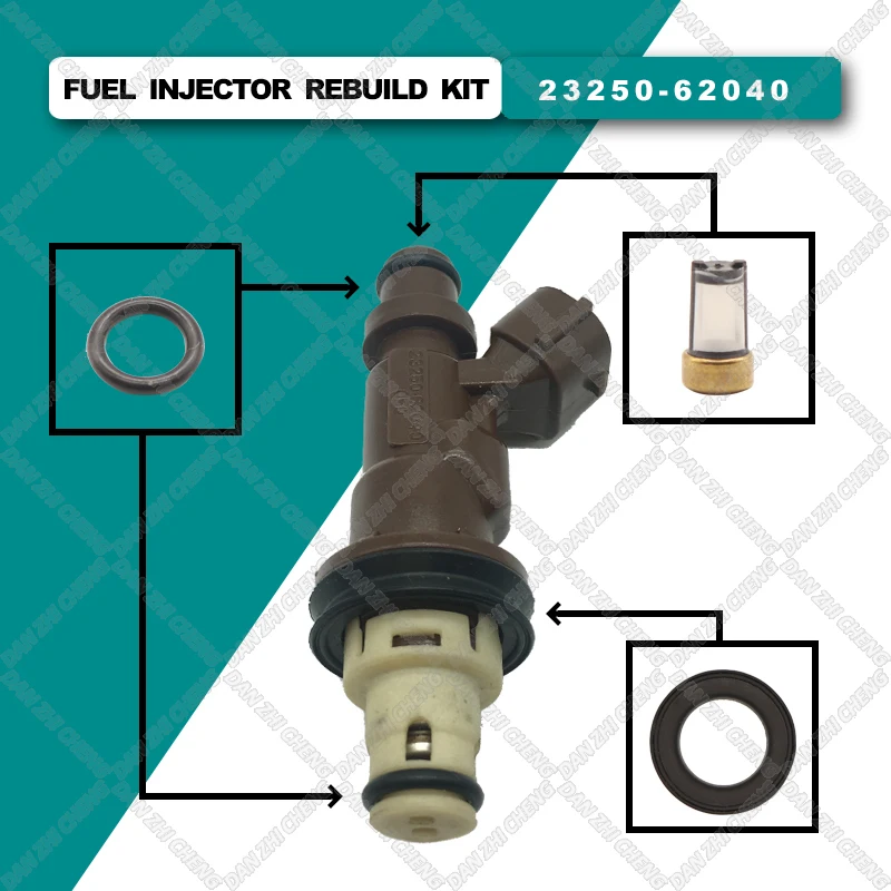 8set Fuel Injector Service Repair Kit Filters Orings Seals Grommets for 1999-04 Toyota Tacoma Tundra 4Runner 3.4L V6 23250-62040