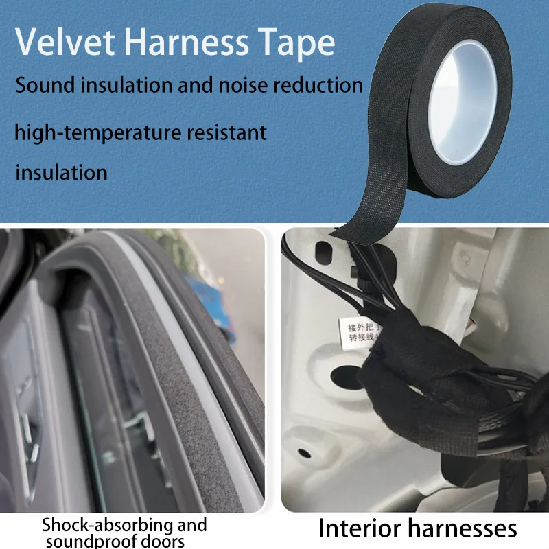 30 Rolls of Flannel Tape, Heat-Resistant Wiring Harness Tape, Cloth Electrical Insulation Tape Velvet Harness Tape