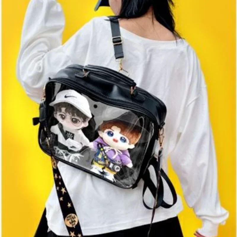 

Large Capacity JK Uniform Ita Bag Japanese Candy Color Transparent Backpacks Teenage Girls Bandage Lolita Shoulder Handbags