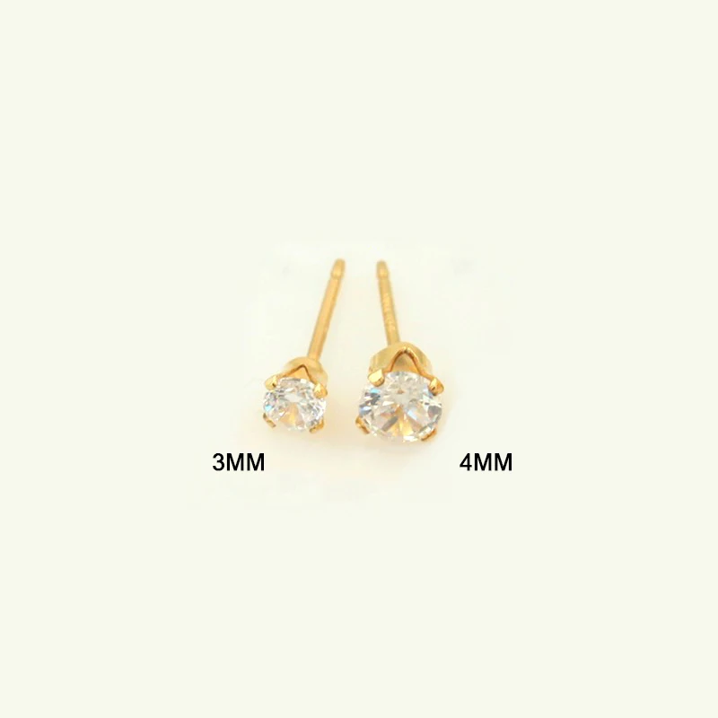 14K Gold Filled Cubic Zirconia Stud Earrings  4mm /3mm  CZ Solitaire Earrings April Birthstone Post Earrings Bridesmaid Earrings