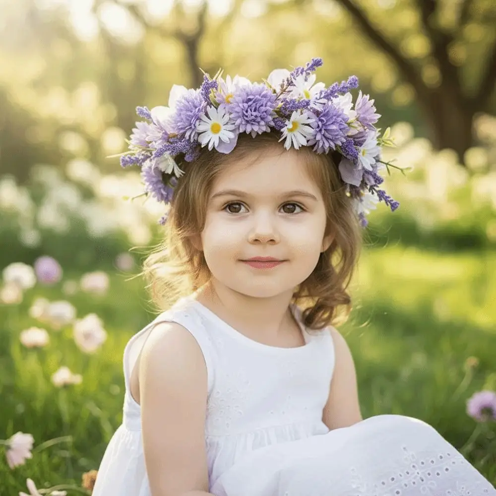 Serre-tête floral artificiel en plastique, décoré de perles, pour mariée, couronne de fleurs féerique, pour douche nuptiale