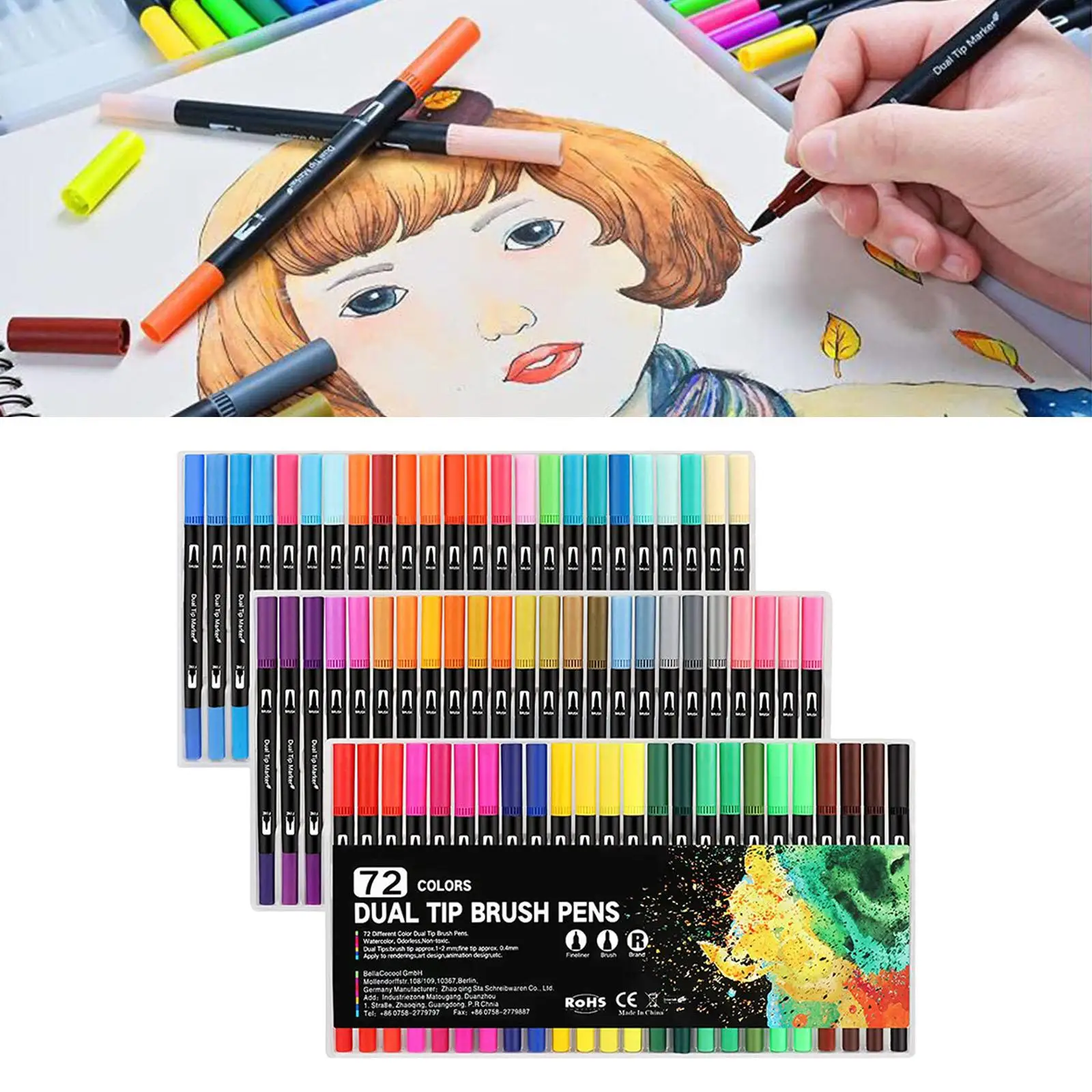 72 Colors Fittings Durable Paint Markers Art Set Tip Brush Pens for Journaling Calligraphy Adult Drawing Scrapbook