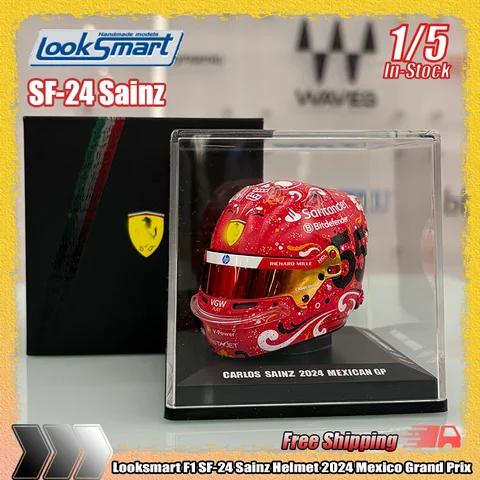 Casco Looksmart 1:5 F1 Sf-24 Sainz, casco del Gran Premio de México, modelo en miniatura de resina de simulación, juguete para regalo personalizado, 2024