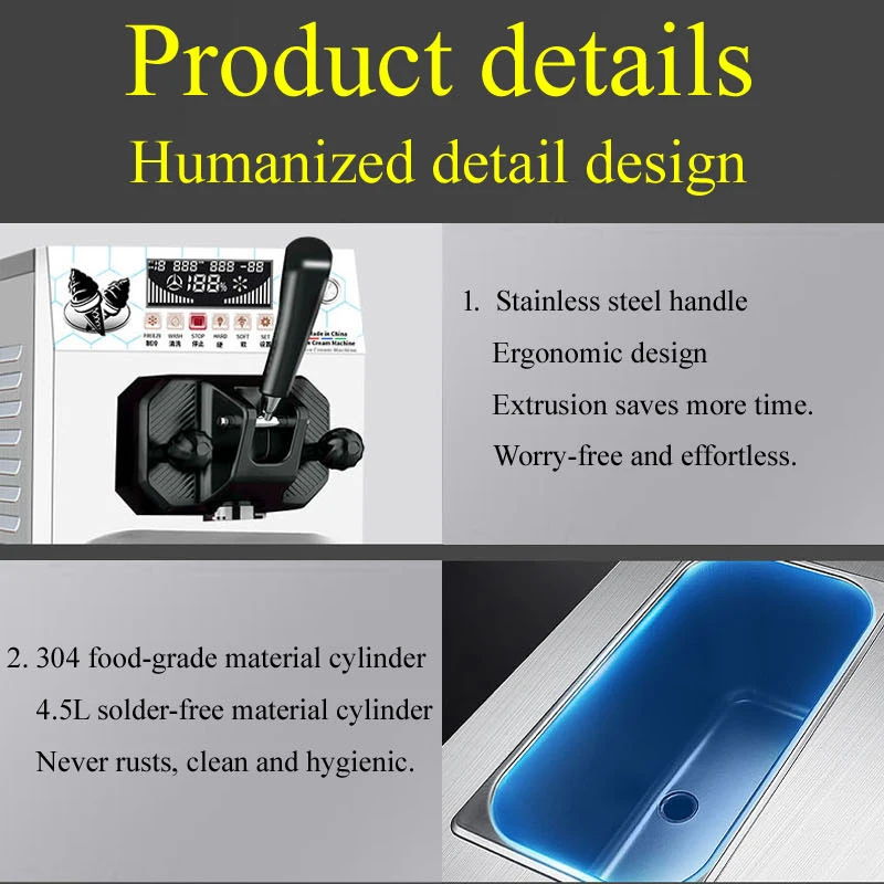 Small Size Tabletop Desktop Soft Ice Cream Making Machine Frozen Acai Machine Auto Mini Frozen Yogurt Soft Ice Cream Machine