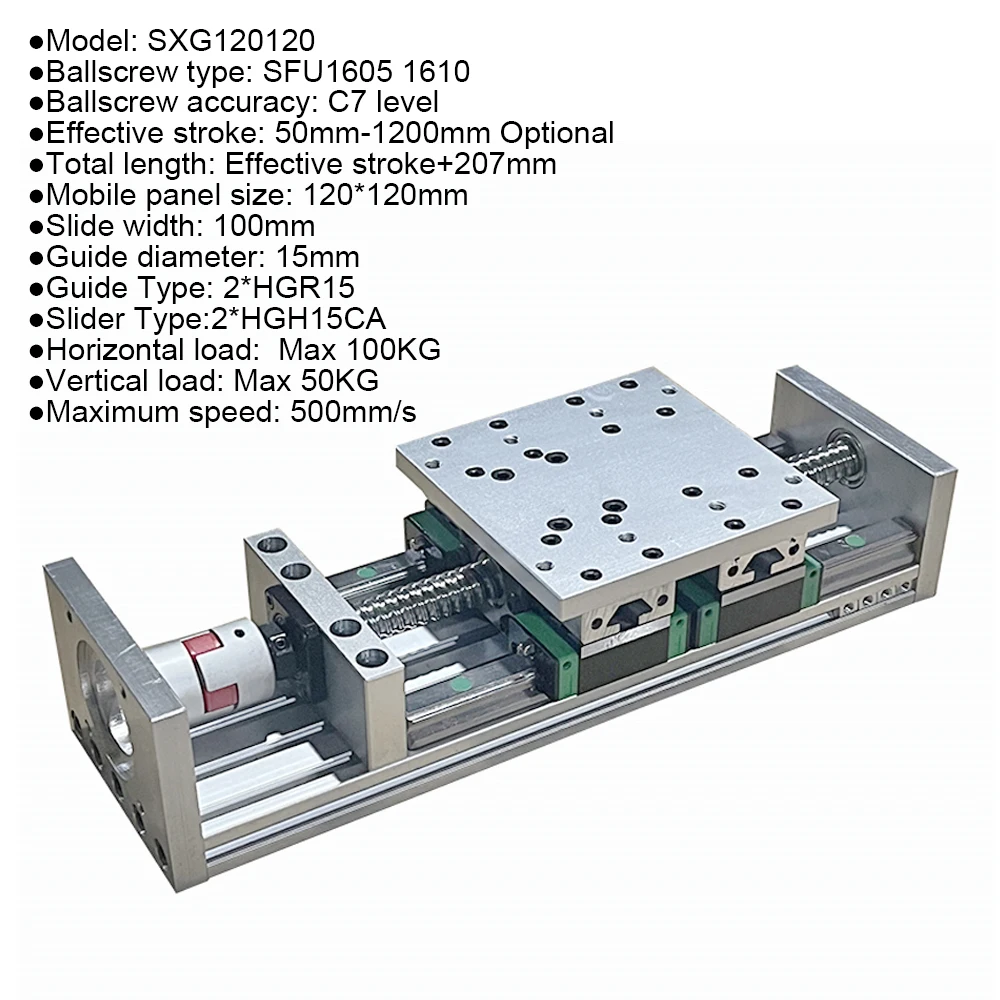 الشريحة المرحلة مزدوجة الخطية السكك الحديدية XYZ محور BallScrew1605 1610 ل Nema 23 34 محرك متدرج 60 80 مللي متر شفة محرك معزز Maxload 100 كجم