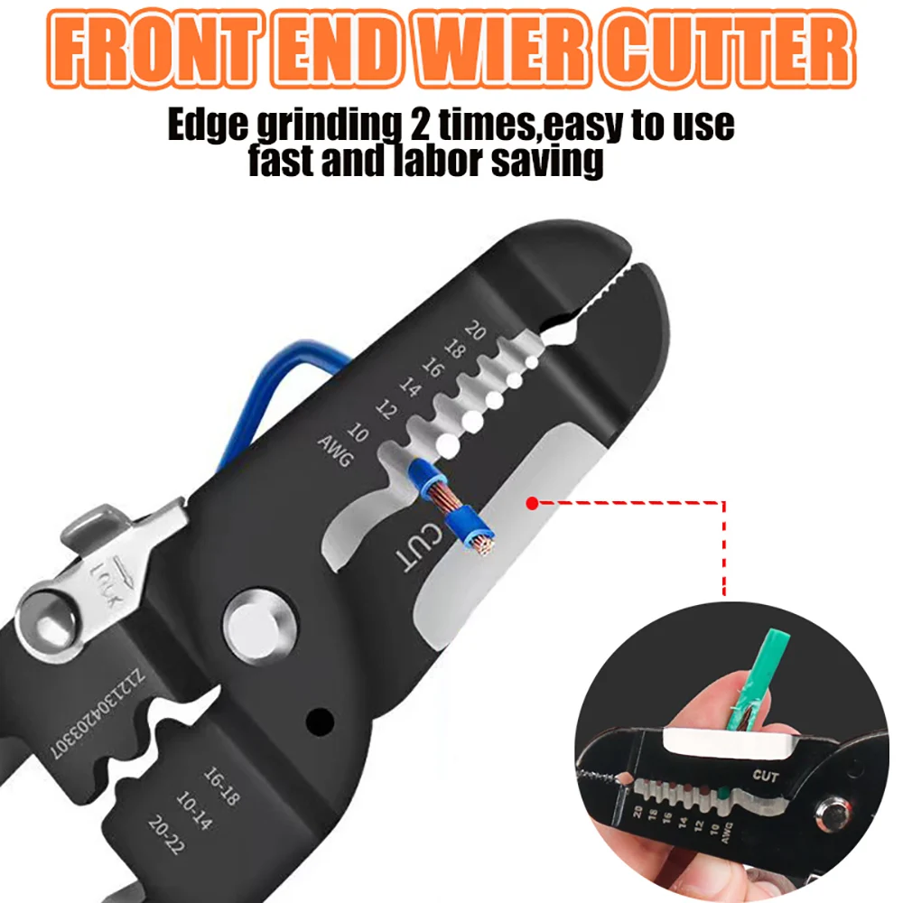 185 مللي متر تجريد العقص كماشة سلك متجرد متعدد الوظائف حلقة Crimpper كهربائي تقشير شبكة كابل المتعرية أدوات