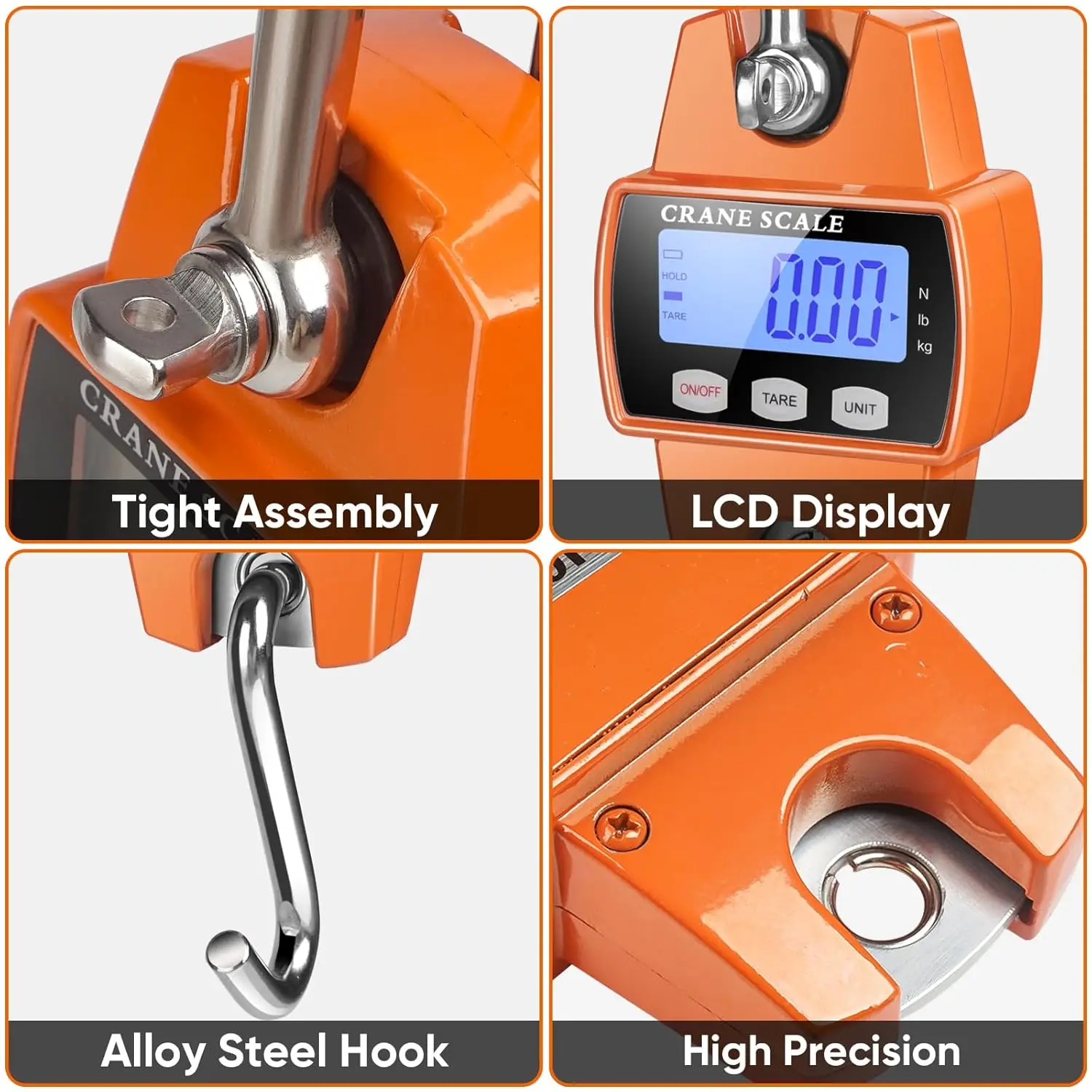 Цифровые подвесные весы 660 фунтов с литым алюминиевым корпусом, портативные мини-крановые весы 300 кг с крючками для фермы, охоты, рыбалки на открытом воздухе