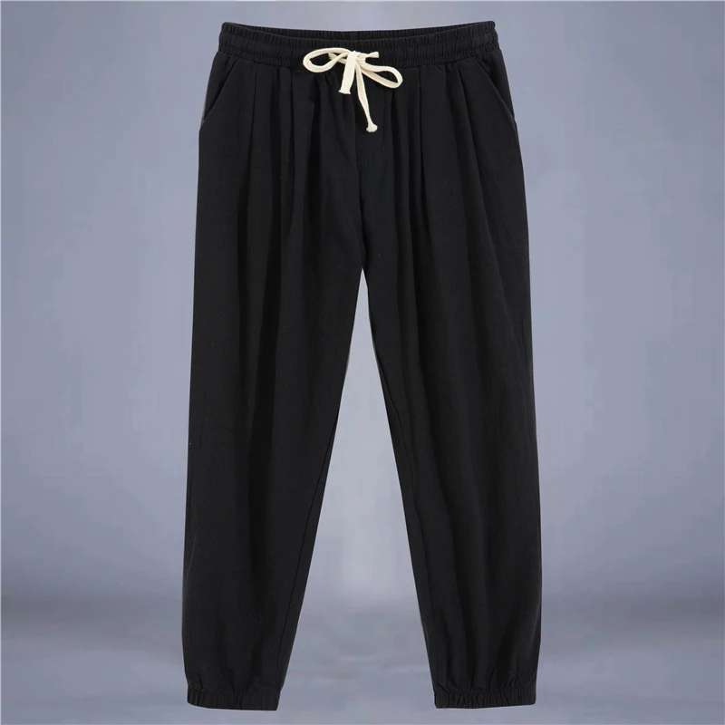 

Loose Casual Cotton Lin Men's Spring Sports Pants Korean Sle Trendy Baggy Sweatpants Harajuku Sle Nine Points Pants