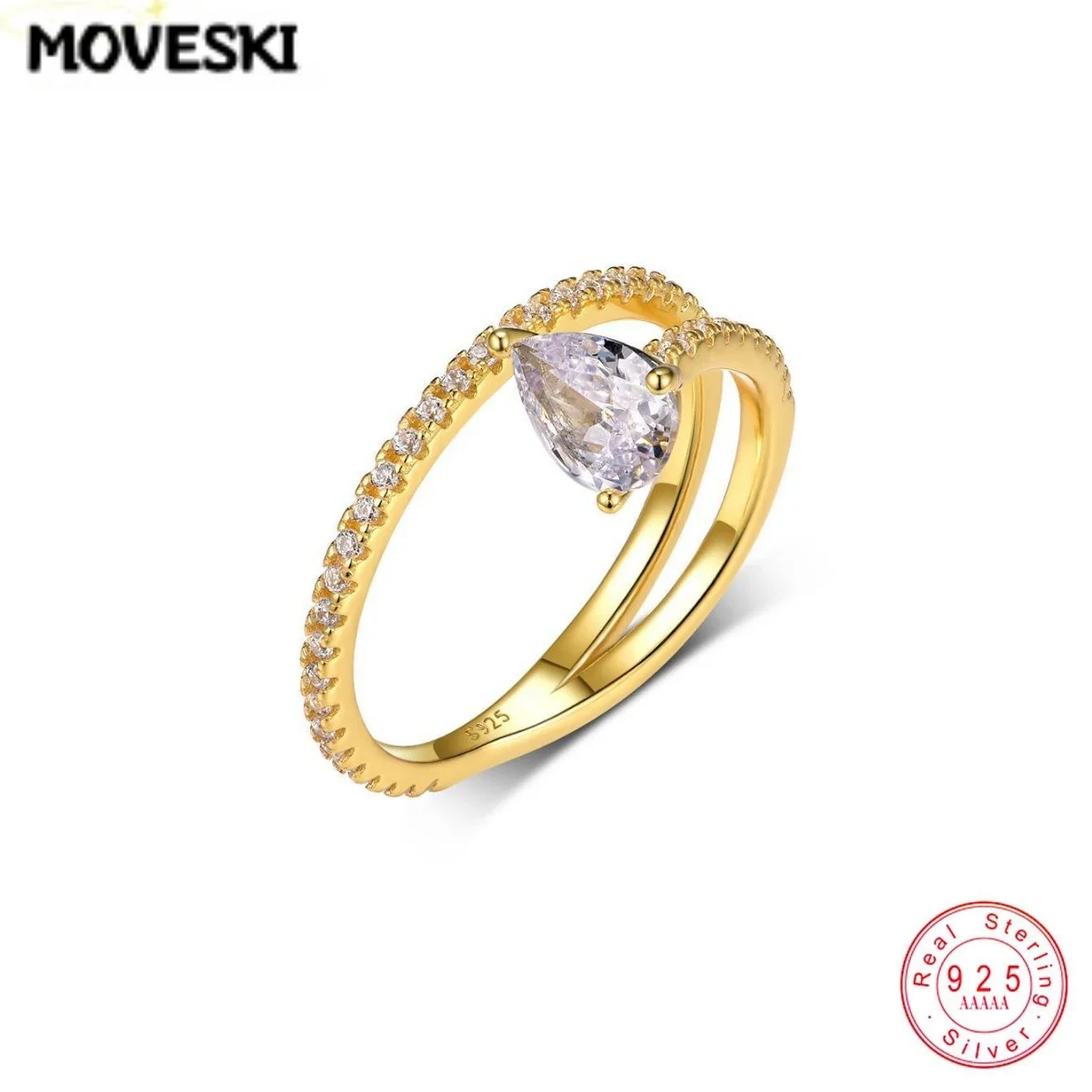 0.8CT Water Droplet Moissanite Ring 925 Sterling Silver Light Luxury High Quality Rings For Women Jewelry Gift