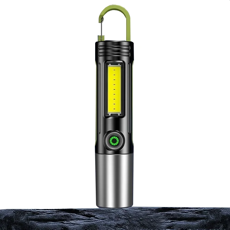 Keychain Design Ultra Bright Rechargeable Flashlight Telescopic Zoom Torch Working Light for Outdoor Emergency Camping Hiking