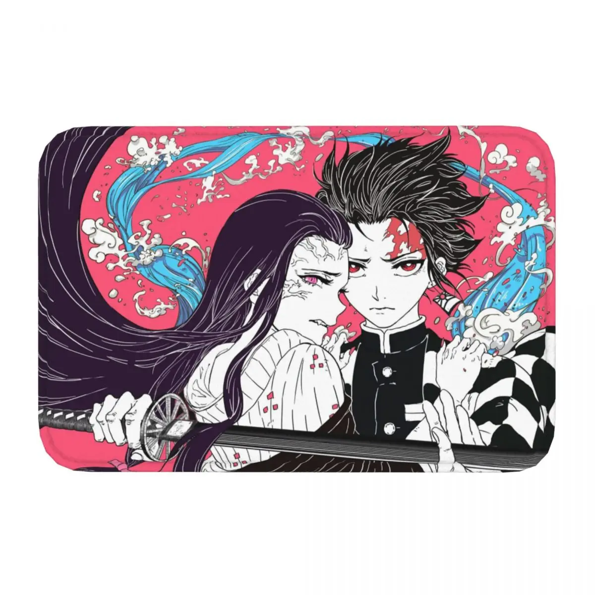 Dämon Slayer Kimetsu keine Yaiba Anime Nicht-slip Fußmatte Nezuko Bad Schlafzimmer Matte Im Freien Teppich Flanell Moderne Decor