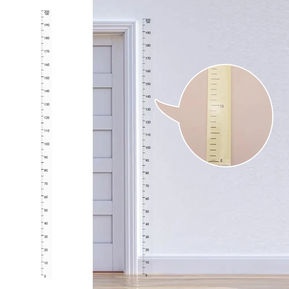 Transparent Height Measurement Wall Sticker 2-Meter Height Removable Height Ruler Accurate Waterproof Measuring Ruler Family Use