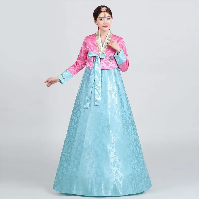 Neue Hanbok Frauen koreanische alte Kostüm bestickt traditionelle Hof Hochzeit Leistung Tanz kostüme