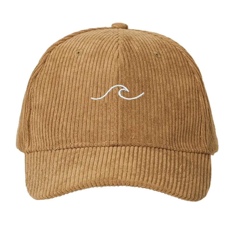Corduroy Baseball Cap Men Women Wave Pattern Embroidery Adjustable Dad Cap Outdoor Casual Streetwear Neutral Fashion Sun Hat