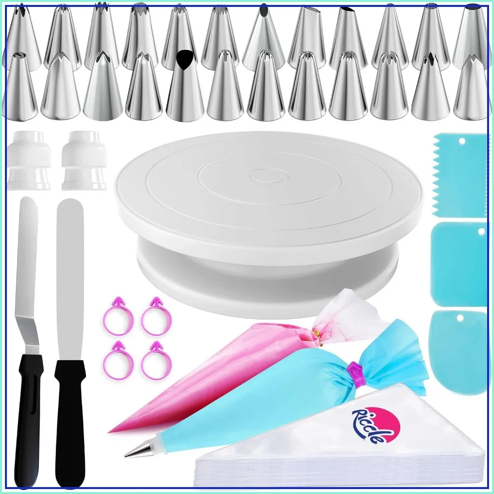 88 Pcs Cake Decorating Kit with Turntable - Piping Bags & Tips Set, Spatulas, Scrapers, Baking Supplies