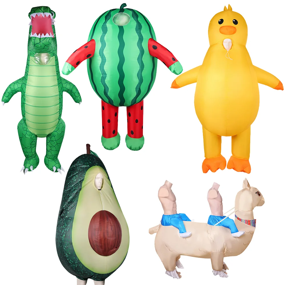 

Unisex Adult Inflatable Cosplay Costume Avocado Crocodile Duck Alpaca Watermelon Blow Up Dress Outfit Halloween Carnival Disguis