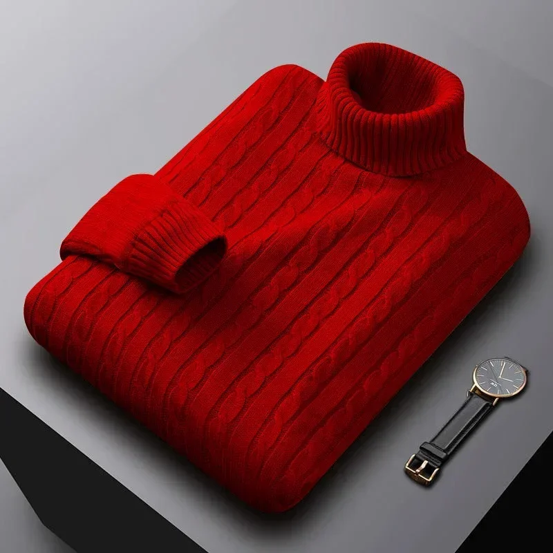 Maglione dolcevita da uomo in tinta unita alla moda coreano sciolto di grandi dimensioni casual versatile pullover in maglia abbigliamento casual da uomo