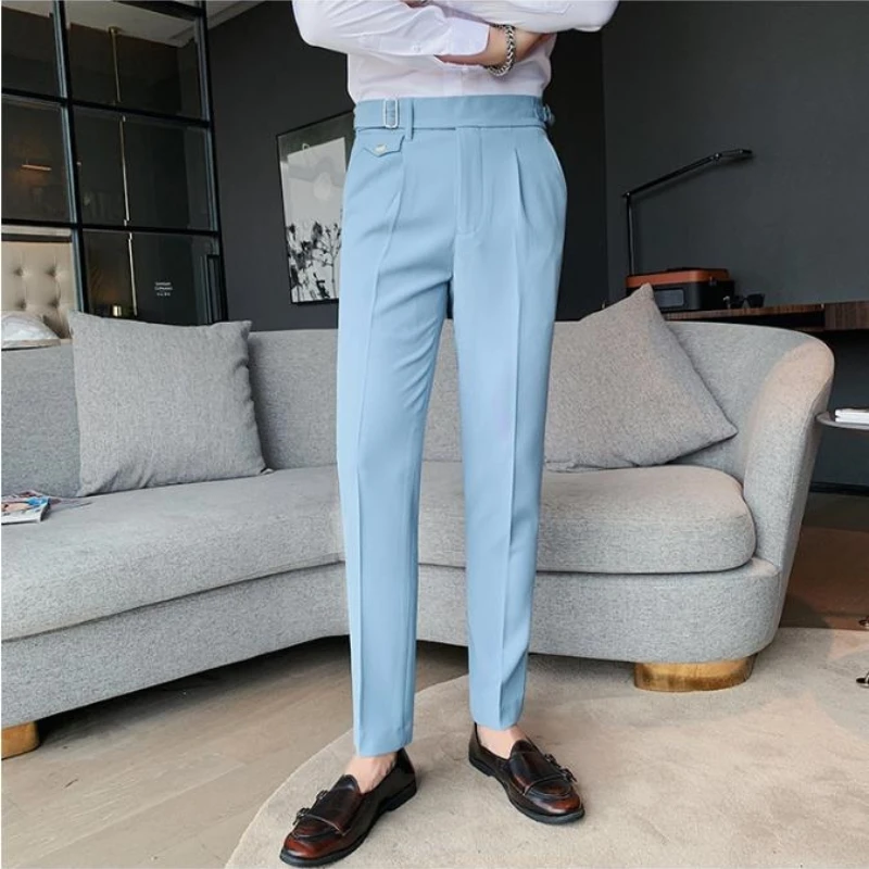 2023 Autumn Men Dress Pants Office Social Business Suit Pants Fashion Casual Slim Fit Wedding Party Groom Trousers Men Clothing
