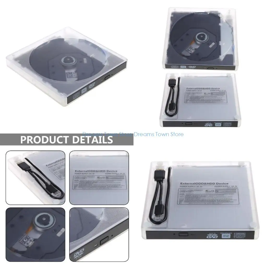 

HX6A USB Type C Portable DVD-RW Drive/ DVD Player External Optical Drive for Laptop ROM Desktop PC