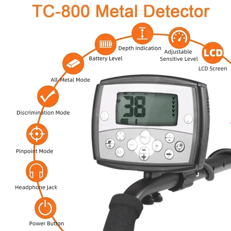 TC-800 Metal Detector Professional High sensitivity Gold Detector Treasure With Single frequency technology