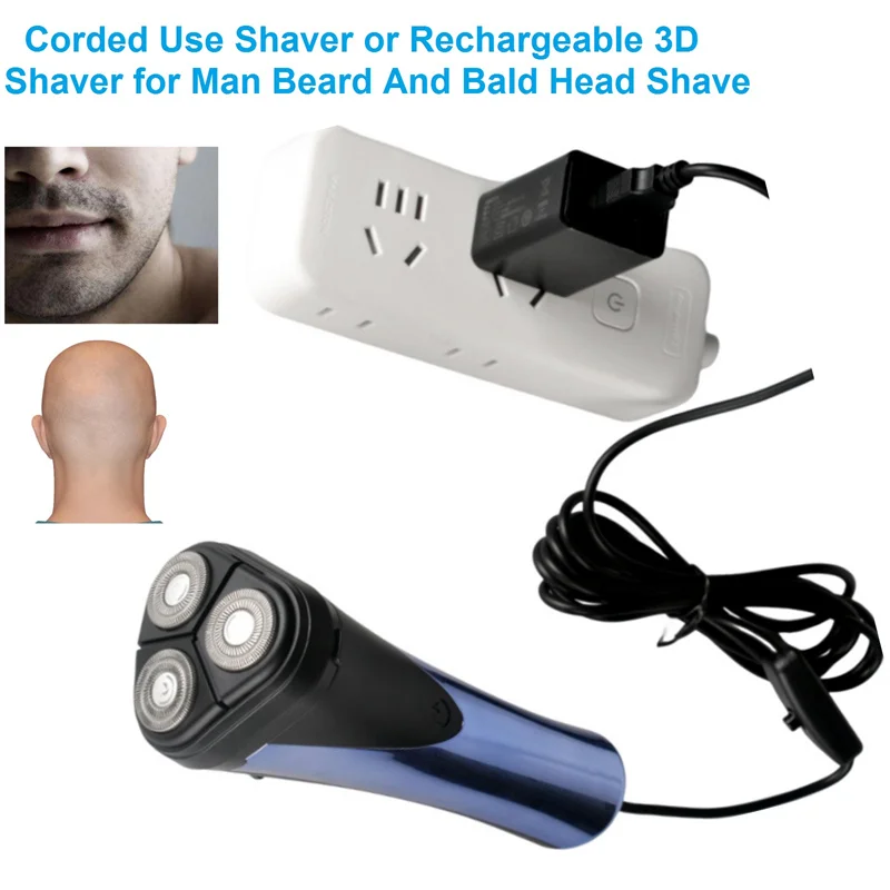 Corded Shavers for Men Electric Razor for Bald Head 3D Floating Head Shaver for Balder Man Face Beard Smooth Close Shave Machine