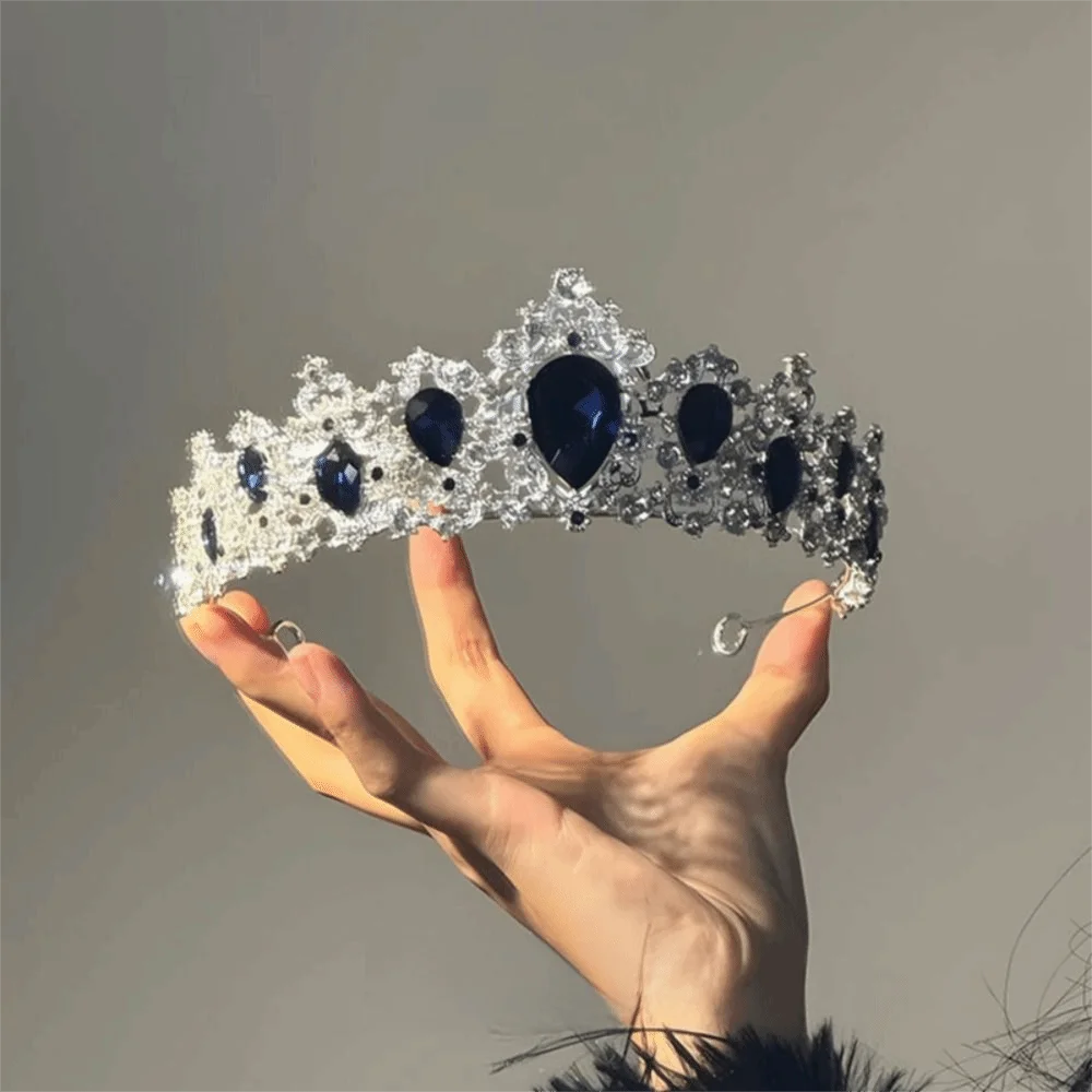 

Rhinestone Queen Princess Crown Crystal Baroque Diadem Headwear Opal Water drop shape Bridal Crown Princess Theme