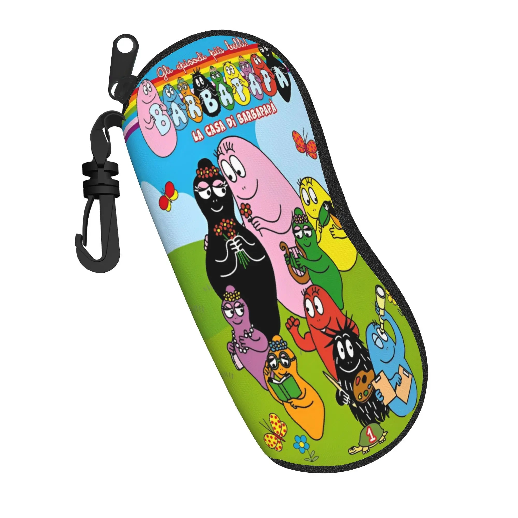 Lovely Les Barbapapa en famille Glasses Case Student Zipper  Sunglasses Box Cartoon Eye Contacts Case
