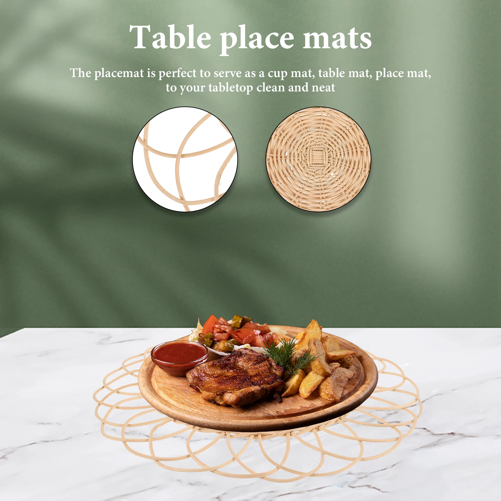 

Rattan Pot Holder Desk Mat Cream Placemats Insulation Pad for Hot Dishes Table Desktop Insulated Plate