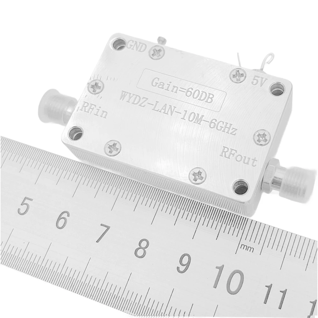 مكبر صوت LNA عالي الكسب مع موصل أنثى SMA لمحرك إشارة الترددات اللاسلكية ، مستقبل إشارة ، مستقبل نظام تحديد المواقع ، LNA ، 10 ميجا هرتز-6 جيجاهرتز ، 60 ديسيبل